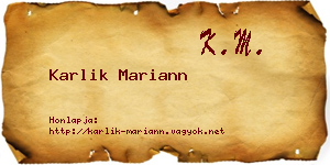 Karlik Mariann névjegykártya