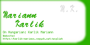 mariann karlik business card